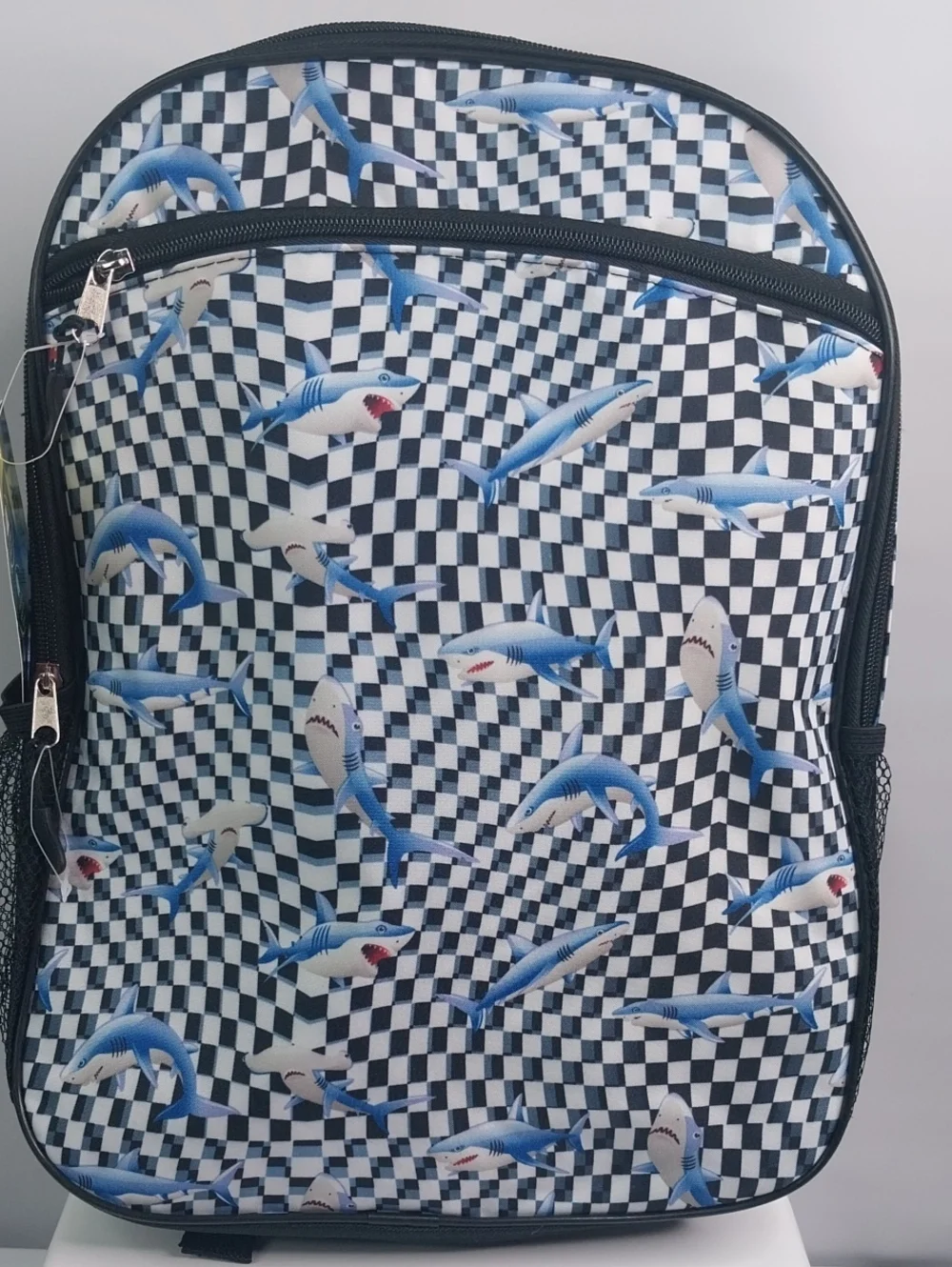 wonder nation Blue Shark Checkerboard Kids Backpack